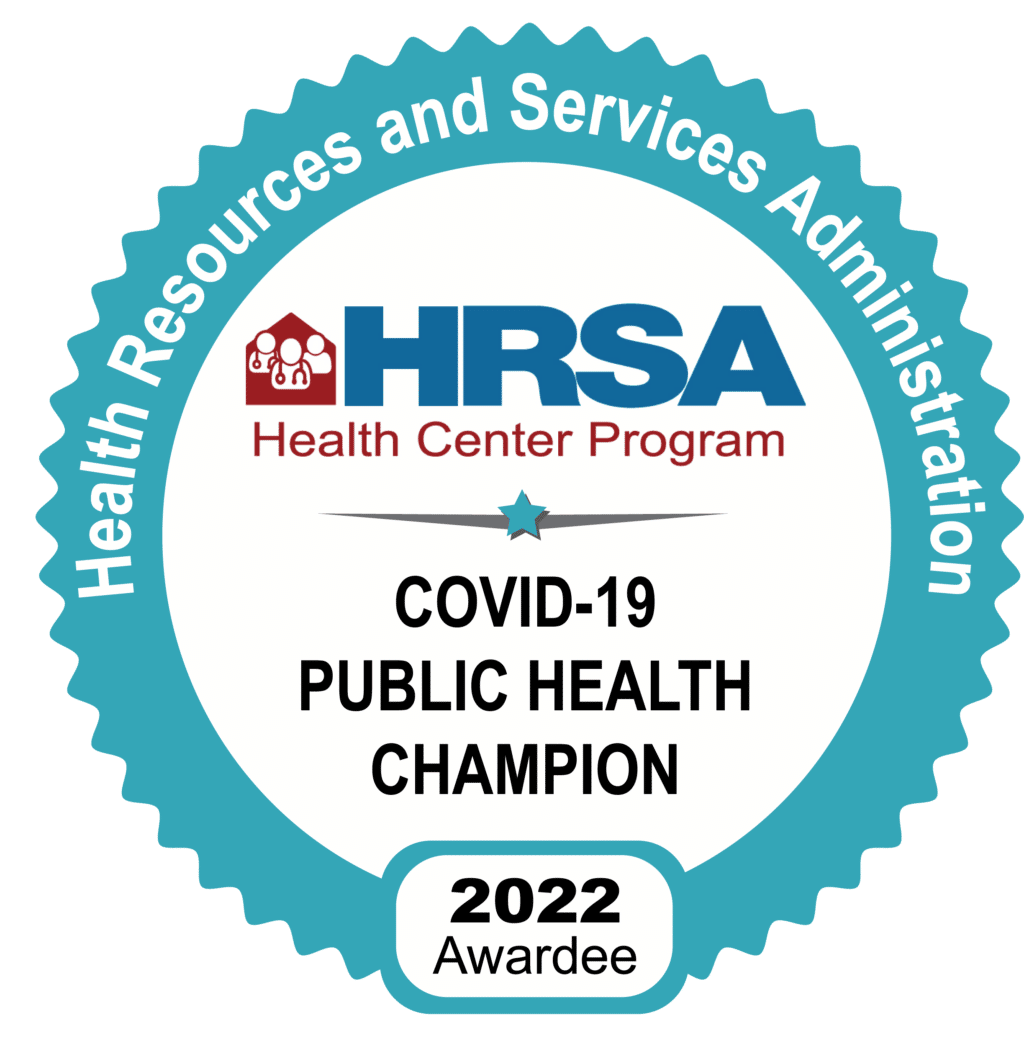 HRSA Health Center Program COVID-19 Public Health Champion 2022 Badge