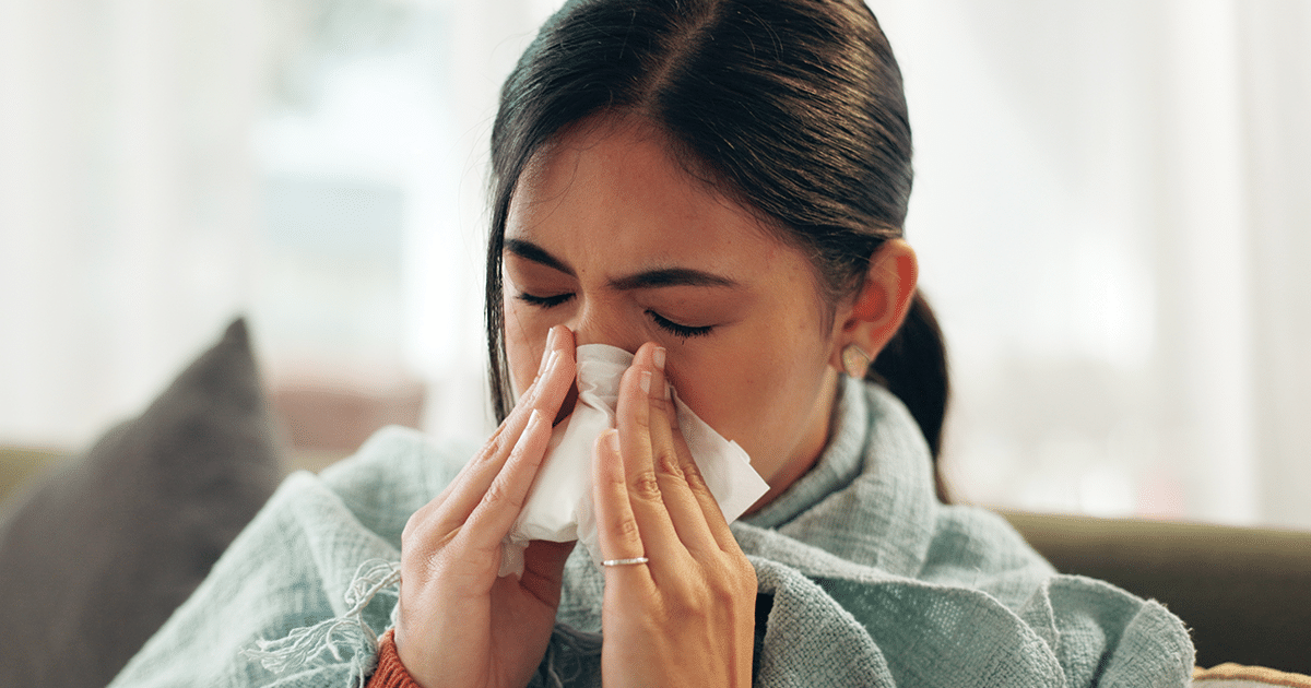 woman suffering from seasonal allergies in rural alaska