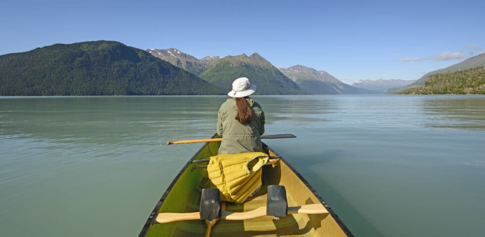 woman in a canoe