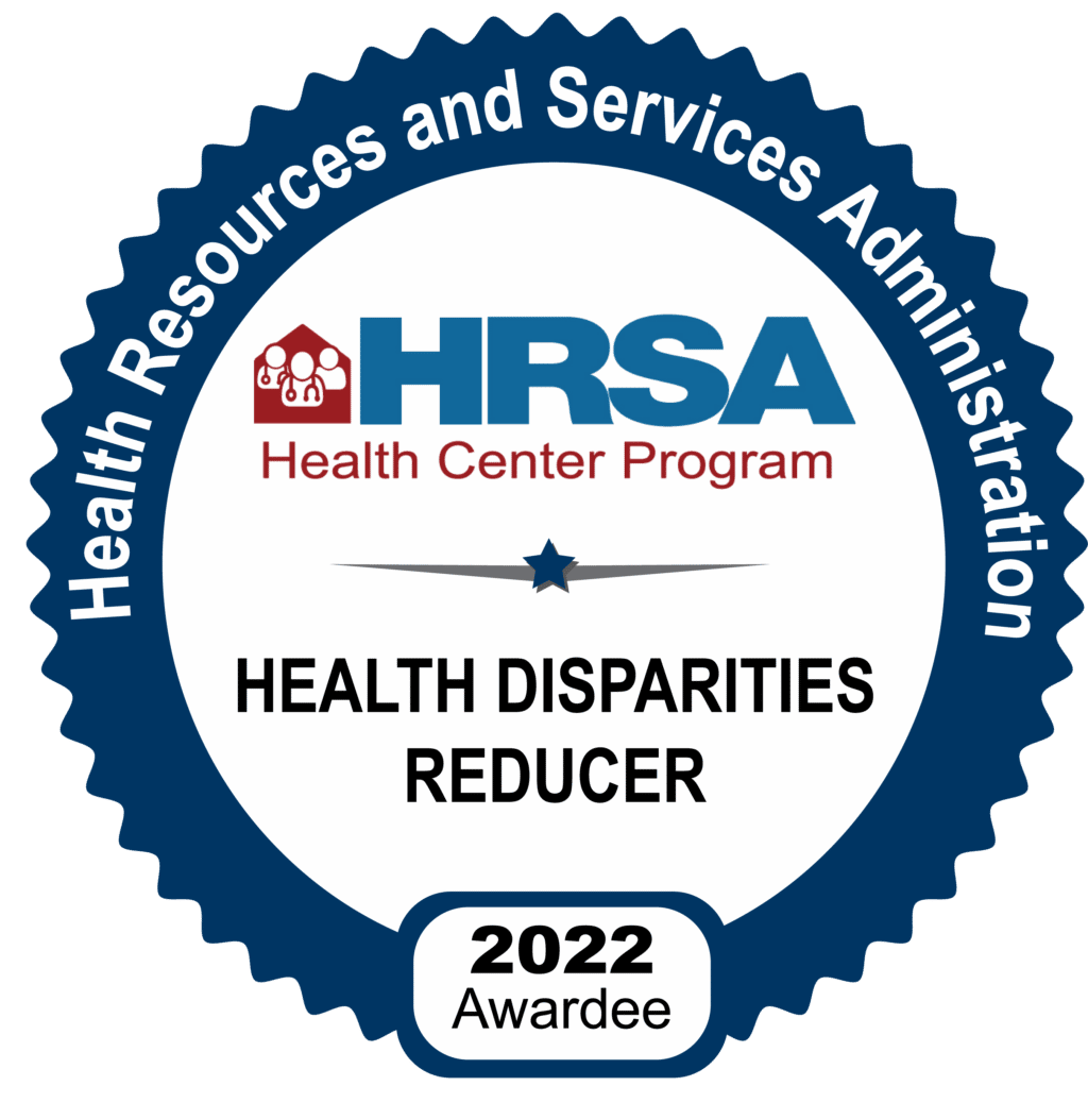 HRSA Health Center Program Health Disparities Reducer 2022 Badge